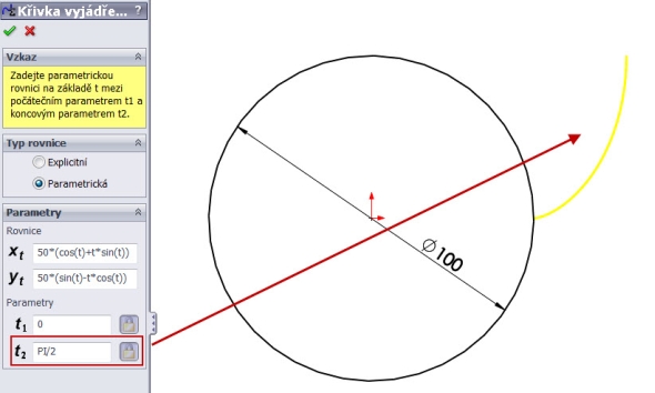 4-evolventa-SolidWorks-ozubeni-parametricka-rovnice-křivka