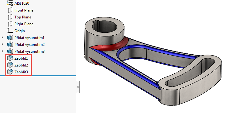 SolidWorks automaticky vybere naposledy použitý příkaz aniž byste jej hledali v některém z panelů nebo menu.