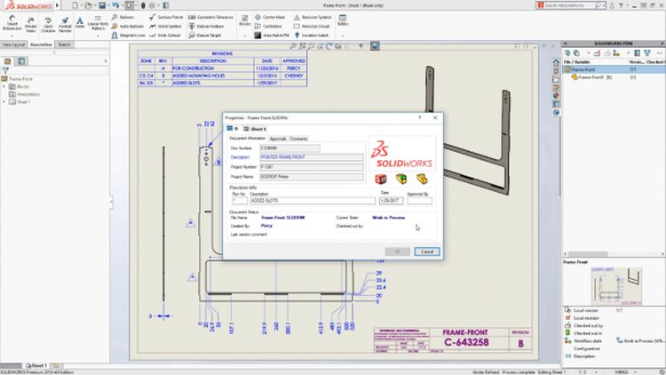 Obousměrná výměna dat v tabulce změn ve výkresu a PDM (SOLIDWORKS PDM Bi-Directional Communication with Revision Table)