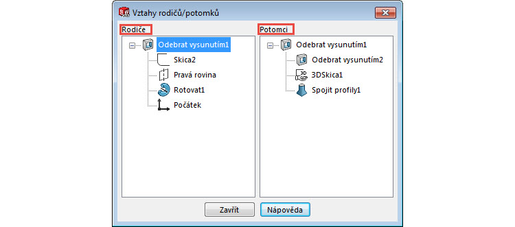 Okno Vztahy rodičů/potomků
