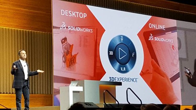 Generální ředitel společnosti Dassault Systèmes SolidWorks Gian Paolo Bassi oficiálně uvedl on-line verzi SolidWorksu xDesign na celosvětovém setkání a konferenci SolidWorks World 2018 v Los Angeles. Foto: Marek Pagáč