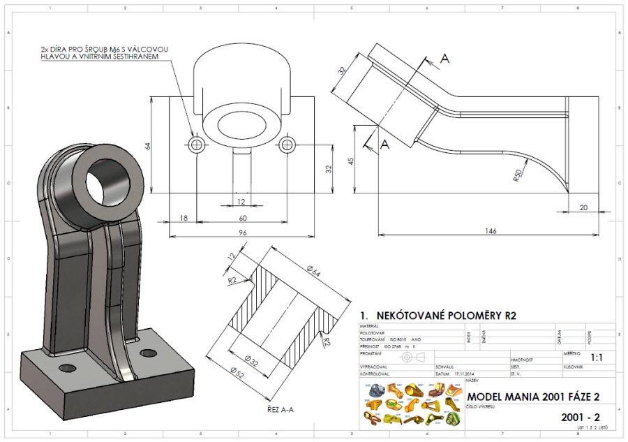 Model Mania Solidworks Drawings.pdf Model Mania: Zadání soutěže z roku 2001 - MůjSolidworks.cz
