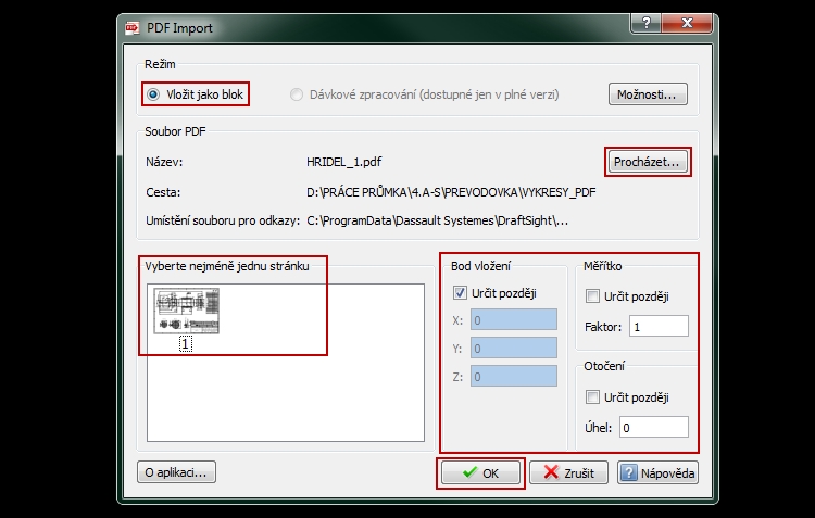 Jak importovat výkres uložený v PDF - MůjSolidworks.cz