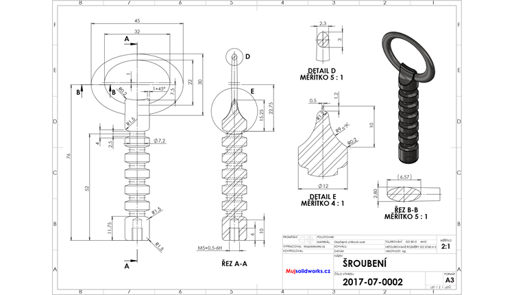 8-SolidWorks-vyvrtka-zadani-sroubeni-vykres
