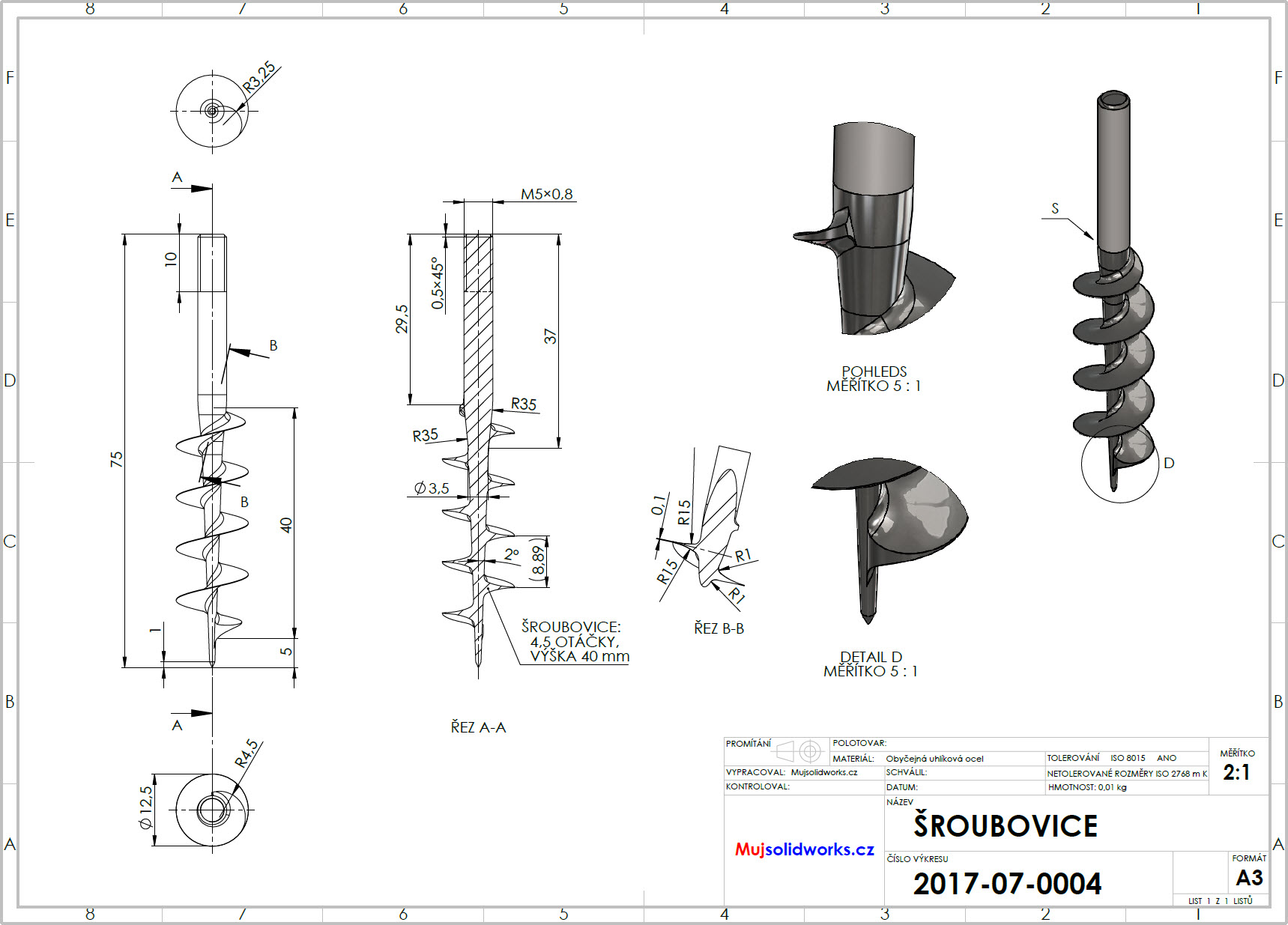 2-SolidWorks-vyvrtka-sroubovice-zadani-drawing-corkscrew