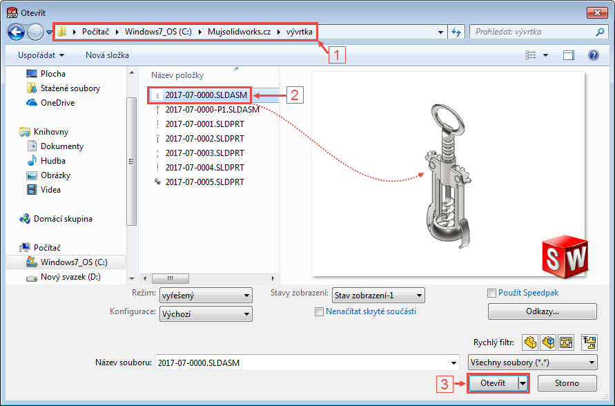 1-SolidWorks-animace-vyvrtka-animovany-pohyb-postup-navod-tutorial