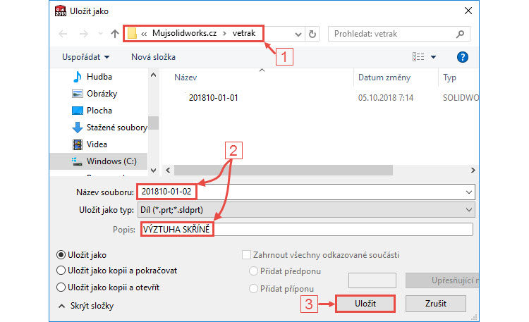 1-SolidWorks-postup-navod-modelani-vetrak-plechove-dily-vyztuha-skrine