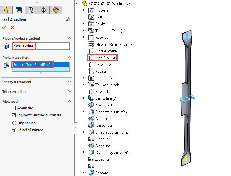 107-SolidWorks-postup-navod-modelani-vetrak-plechove-dily-vyztuha-skrine