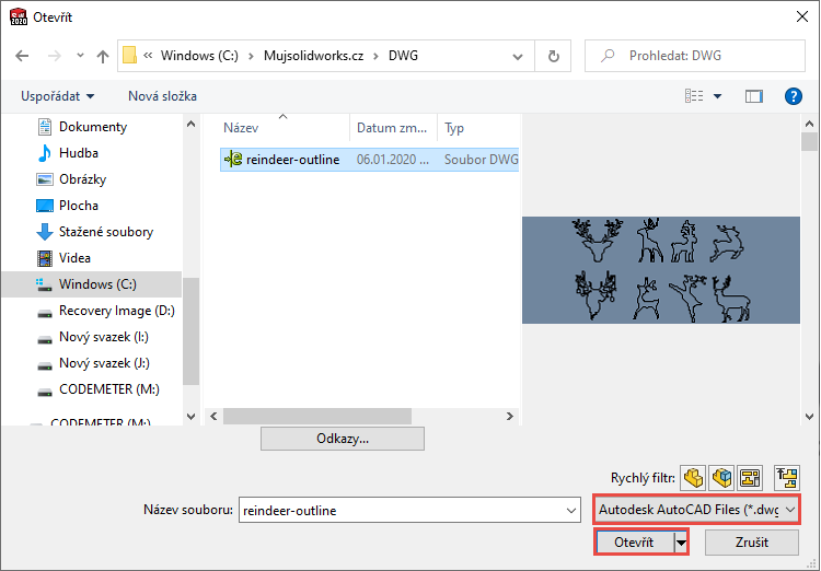 14-Mujsolidworks-DWG-DXF-import-referencni-skica