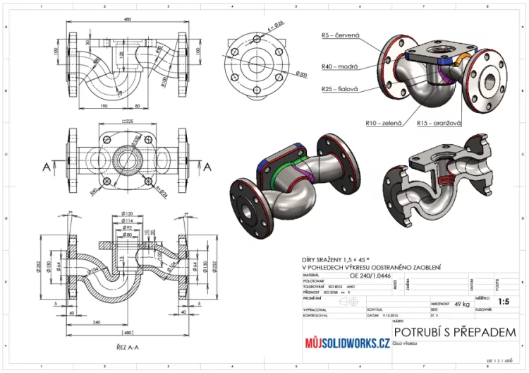 66-model-potrubi-SolidWorks-tutorial-navod-postup-vykres