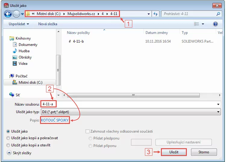 4-SolidWorks-postup-modelovani-kotouc-spojky-priklad-cviceni-4.11-ucebnice-SOLIDWORKS
