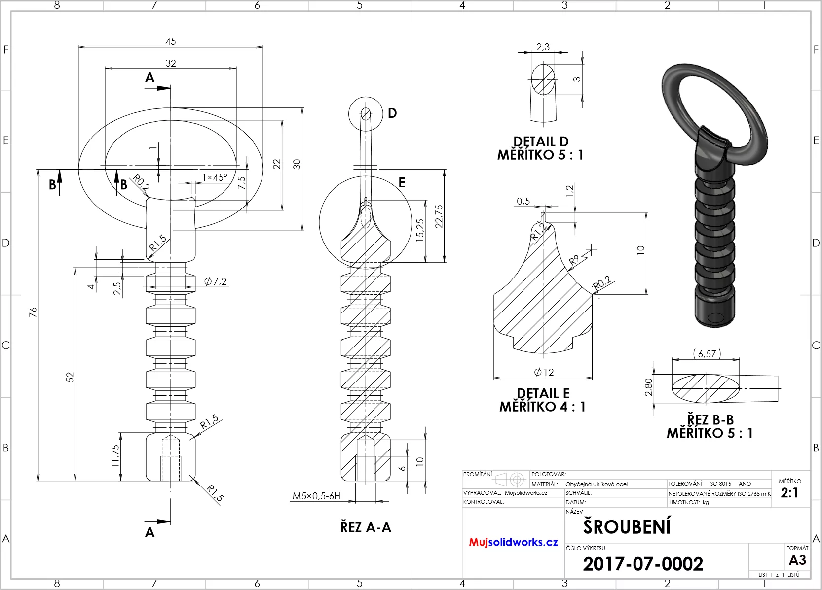 1-SolidWorks-vyvrtka-zadani-sroubeni-vykres