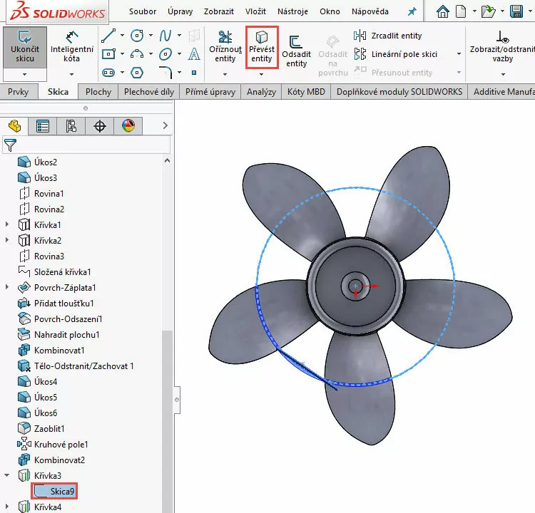 184-SolidWorks-postup-navod-modelani-vetrak-plechove-dily-lopatkove-kolo